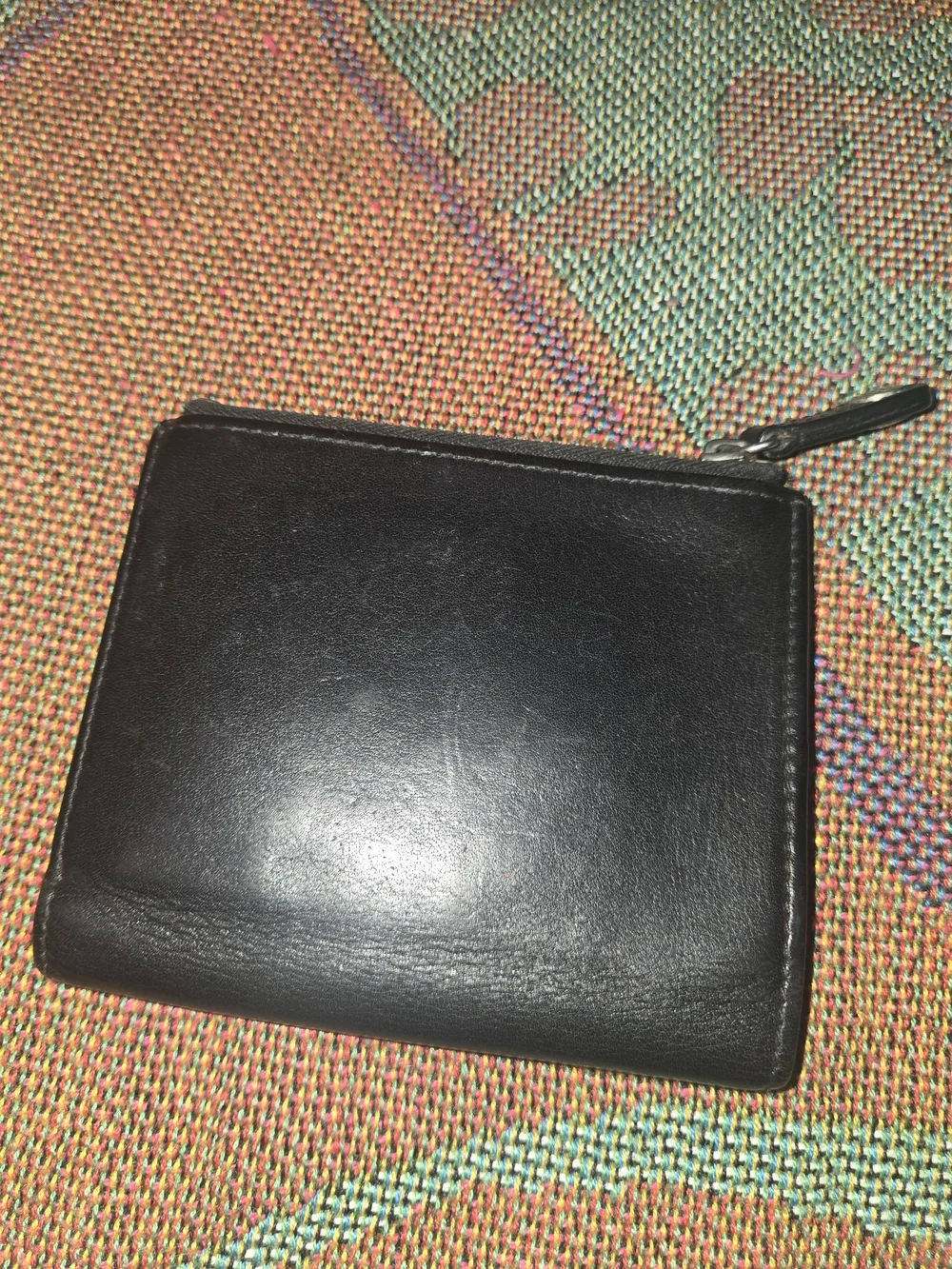 Vintage Coach Black Leather Bifold Zip Wallet